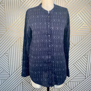 Julie Fagerholt Heartmade Navy Blue Collarless Top